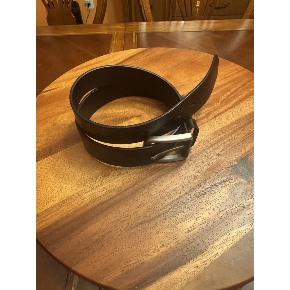 Bullko BLACK GENUINE LEATHER 1 3/8"Wd CASUAL DRESS MEN'S BELT 70113